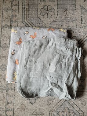 Gray Muslin Baby Swaddle Blankets with Fox Print - Baby Blankets